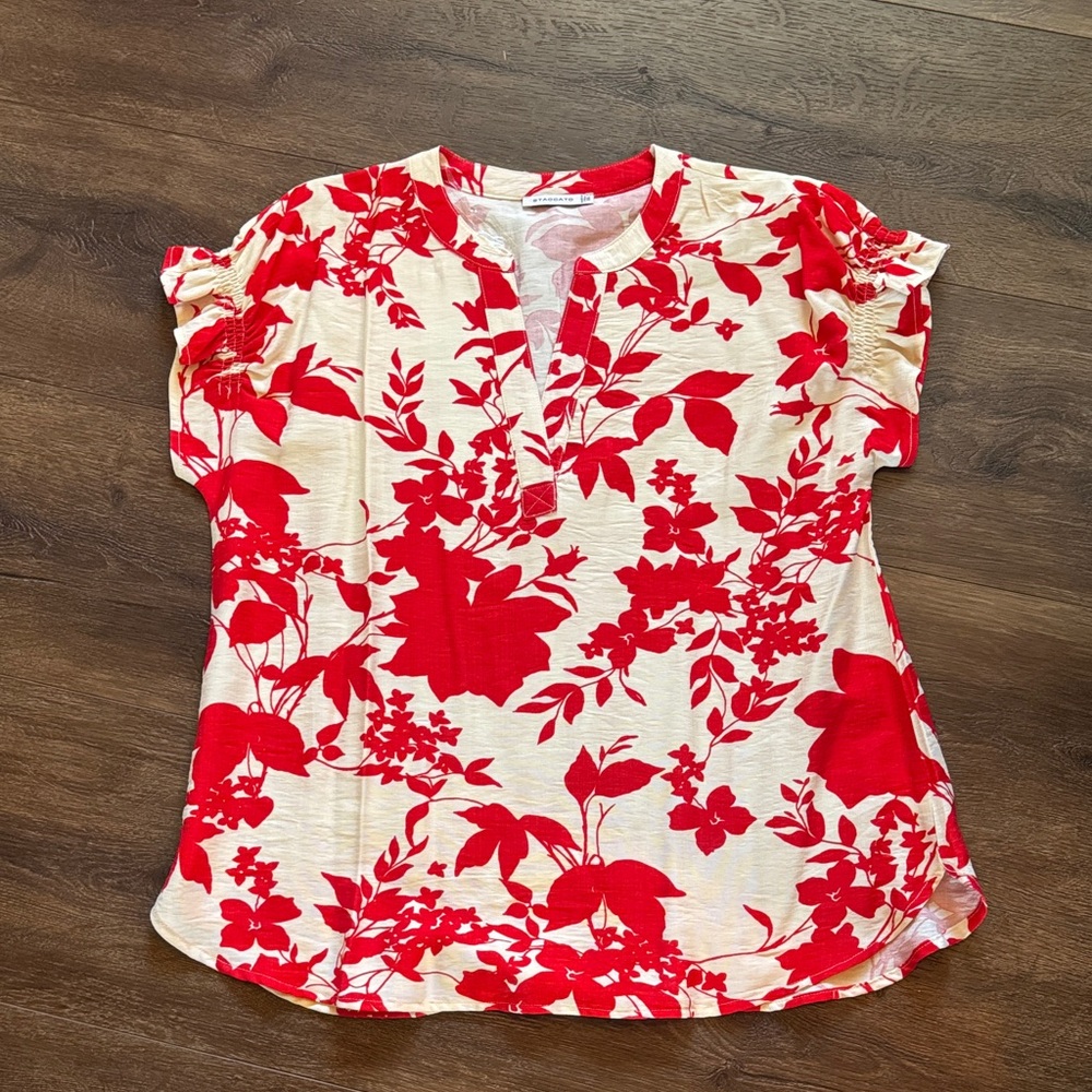 Staccato Red Floral Blouse
